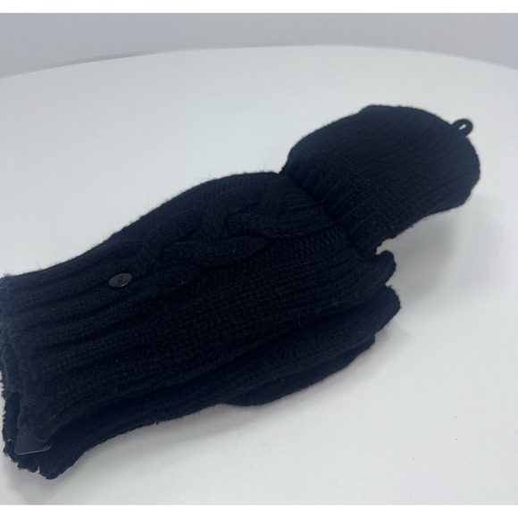 Isotoners Women's Mittens Fingerless Flaps Casual Knit Black Convertible - Picture 5 of 6